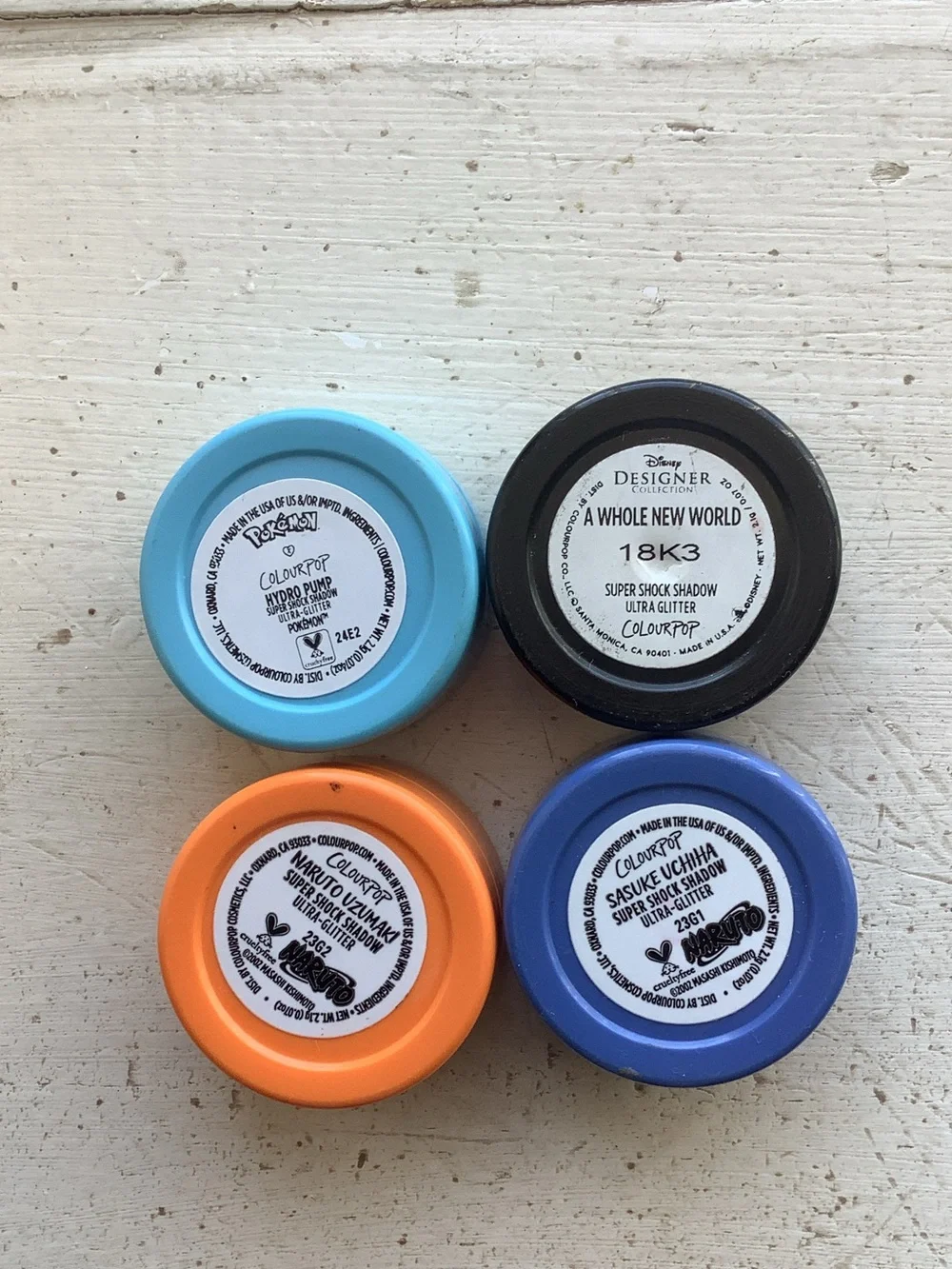 Colourpop Eyeshadow Singles — Blue, Purple, Teal, Orange